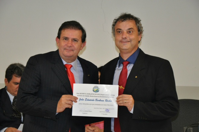 Deputado recebe título de cidadão Santarritense Eduardo Rocha colabora muito com a cidade
Foto: Divulgação