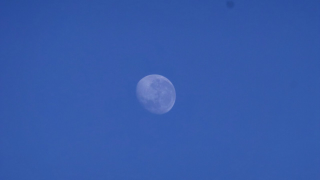 Foi perceptível observar a lua nesta manhã. (Foto: Ricardo Ojeda)