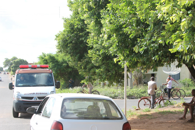 Visão do motorista/motociclista que chega na esquina onde existe uma placa de pare escondida pela árvore (Foto: Nelson Roberto)