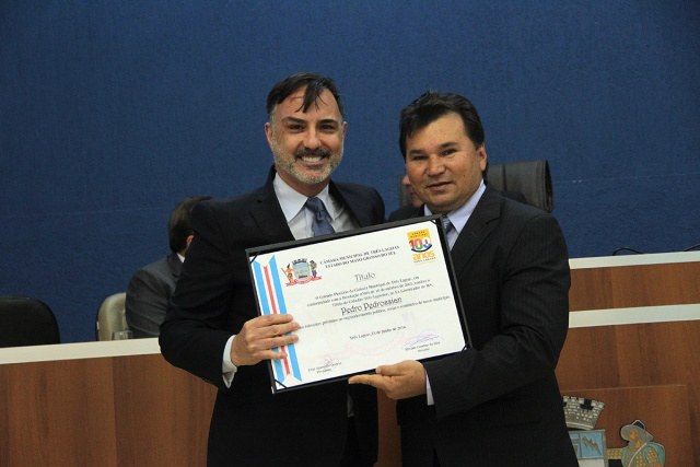 Pedro Pedrossian Filho, o Pepê recebeu o título outorgado ao seu pai (Foto: JJ Cajú)