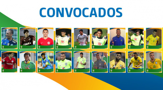 A CBF anunciou hoje os nomes que vão integrar a seleção masculina olímpica. Entre os 18 jogadores estão Neymar, Fernando Prass e Douglas Costa.(Foto: CBF)