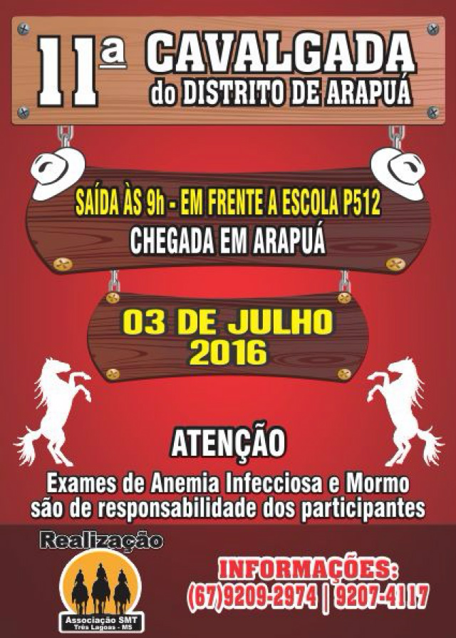11ª Cavalgada de Arapuá será realizada no próximo domingo