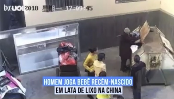 Homem joga bebê recém-nascido em lata de lixo e é preso na China