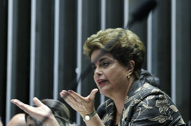 Em pronunciamento, presidente afastada Dilma Rousseff (Foto: Geraldo Magela/Agência Senado)