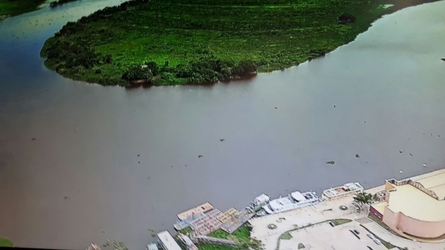 Rio Paraguai atingiu nível mais alto dos últimos 6 anos (Foto: Reprodução/TV Morena)