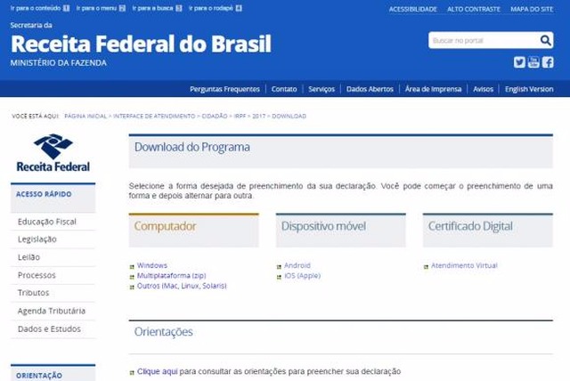 O pedido de parcelamento deverá ser apresentado a partir do dia 3 de julho até 2 de outubro de 2017, das 8h  às 20h, horário de Brasília, exclusivamente por meio do site da Receita Federal (Foto/Reprodução/Receita Federal)