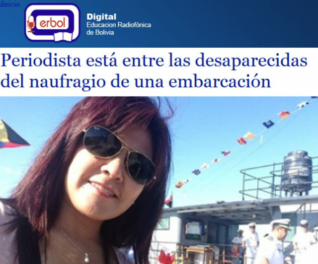 A imprensa boliviana noticiou o naufrágio e o desaparecimento da jornalista Lilian Ortega (Foto: Divulgação)