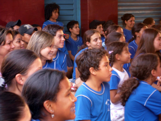 Na Ponta da Língua no Estado, Sônia Marques, apenas na Escola Estadual Etalívio Pereira Martins, em Rio Brilhante, foram três apresentações (Foto:Assessoria de Comunicação)
