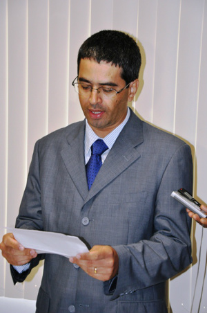 Juiz eleitoral, Ronaldo Gonçalves Onofri, durante seu discurso. Foto: Divulgação/Assessoria