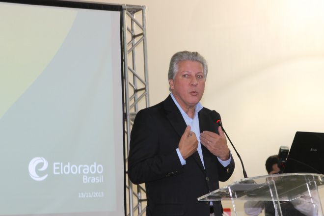 José Carlos Grubisich, presidente da Eldorado Brasil, que estava em Londres, participando de reunião com líderes do segmento empresarial chegou a tempo para participar do evento (Foto: Ricardo Ojeda)  