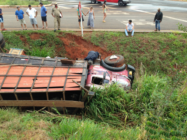 O caminhão que pertence ao condutor ficou bastante avariado e por conta disso, outro boiadeiro foi acionado para transportar as reses (Fotos: Marco Campos/Perfil News)