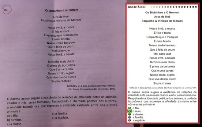 Alunos dizem que escola antecipou questões do Enem 2011 Ciências da Natureza - questão 87 da prova azul. Em destaque, a mesma questão é vista na apostila do Enem (Foto: Reprodução)