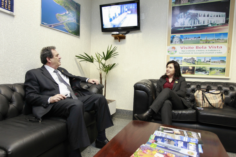 A vice-governadora Simone Tebet, durante visita ao gabinete do senador Moka, neste ano em Brasília (Foto: Divulgação/ AI)