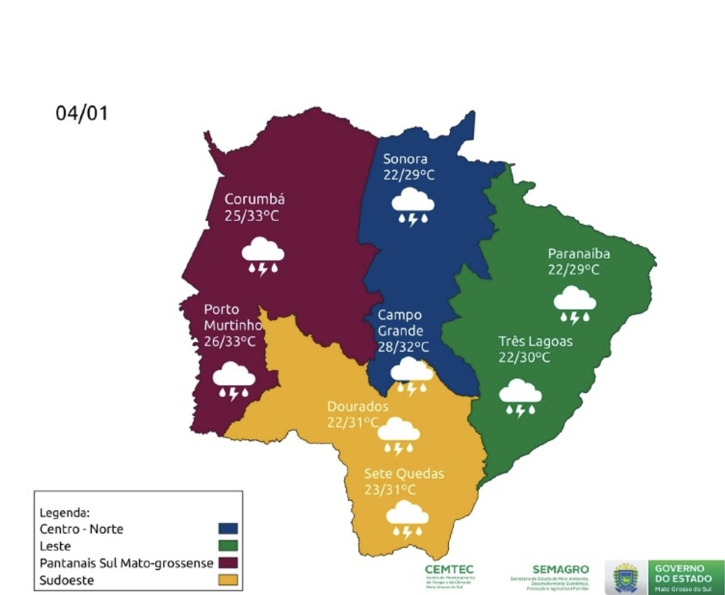 Nebulosidade e chuva com risco de trovoadas são destaques do tempo nesta terça-feira