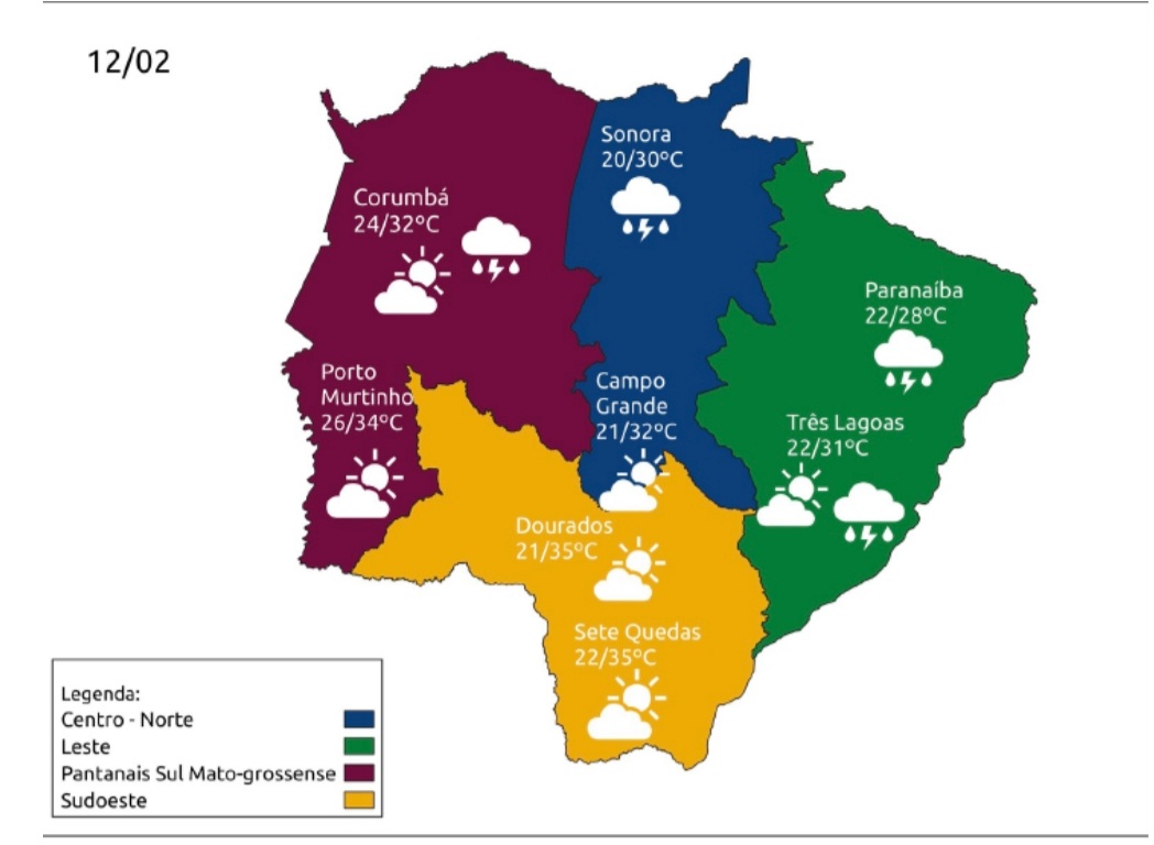 Sábado de calor e temporais isolados em Mato Grosso do Sul Sábado de calor e temporais isolados em Mato Grosso do Sul