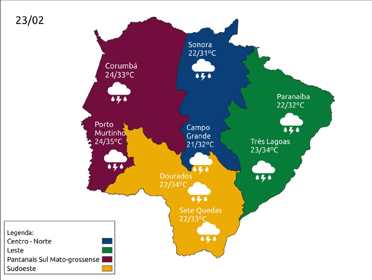 Meteorologia indica quarta-feira de sol, muito calor e pouca chuva em Mato Grosso do Sul Meteorologia indica quarta-feira de sol, muito calor e pouca chuva em Mato Grosso do Sul