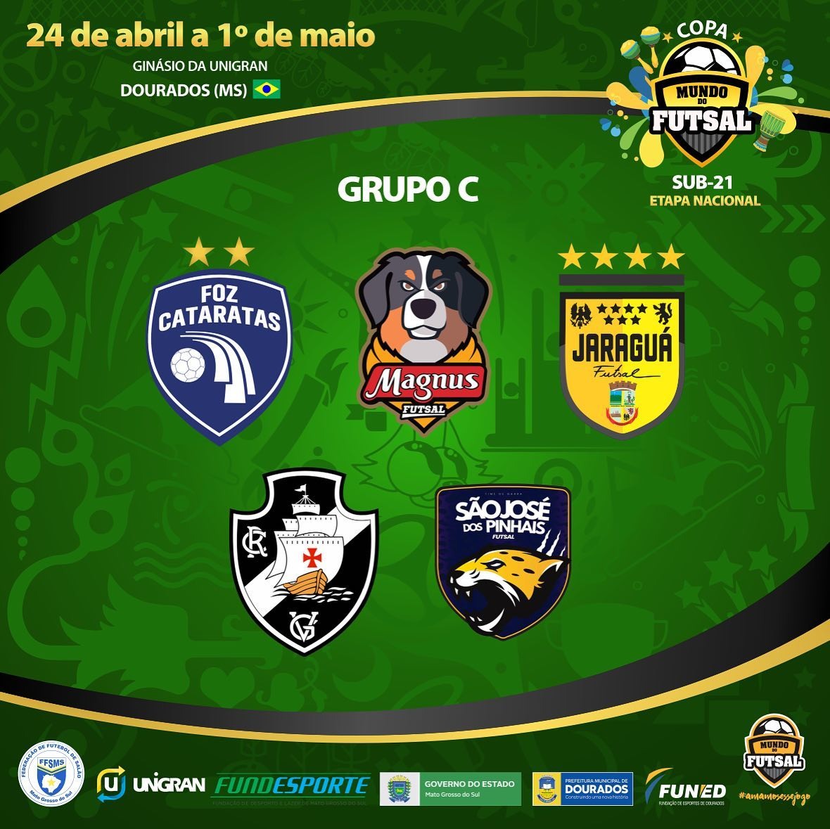 Divulgados os confrontos da primeira fase da Copa Mundo do Futsal Sub-21, em Dourados