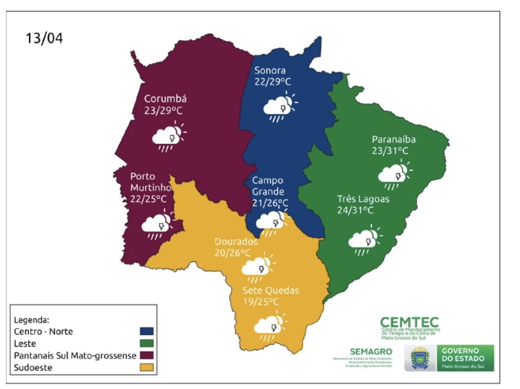 Frente fria avança pelo sul e mínimas podem chegar a 11°C na Sexta-feira Santa em MS Frente fria avança pelo sul e mínimas podem chegar a 11°C na Sexta-feira Santa em MS