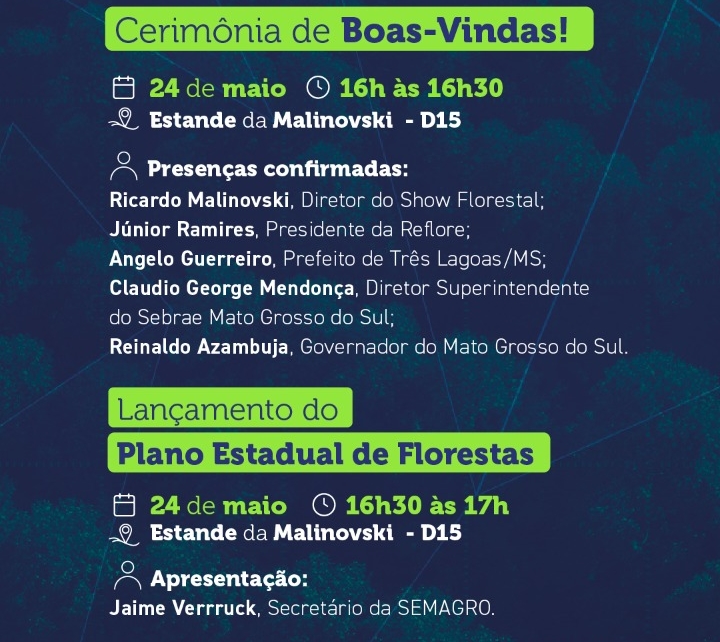 SHOW FLORESTAL: Três Lagoas vai reunir o ‘suprassumo’ da indústria de eucalipto SHOW FLORESTAL: Três Lagoas vai reunir o ‘suprassumo’ da indústria de eucalipto