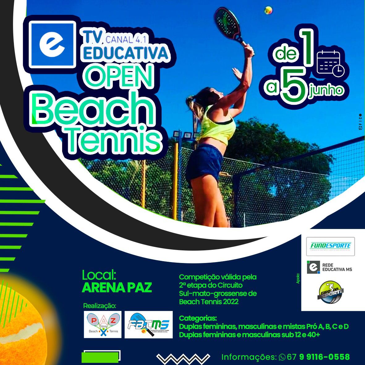 Com apoio da Fundesporte, TVE Open de Beach Tennis abre inscrições