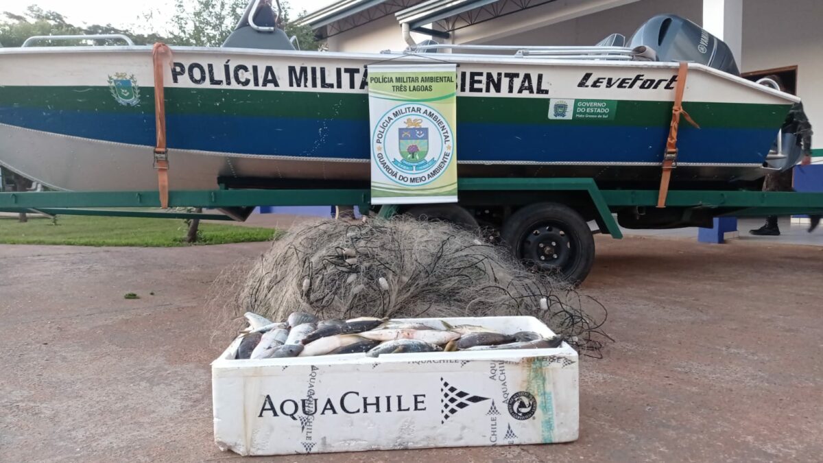 Durante operação, PMA apreende 1500 metros de redes e solta 20 quilos de pescado em Três Lagoas