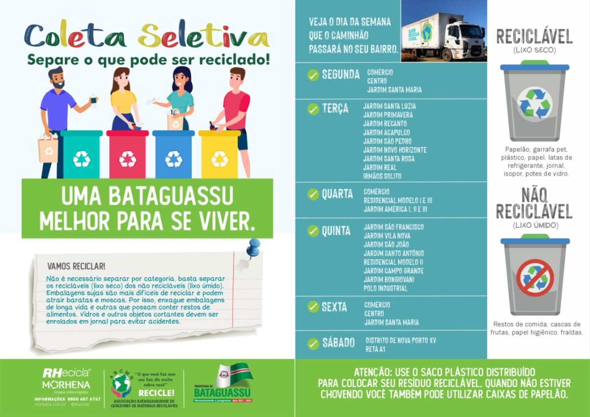 Campanha da Prefeitura aborda importância da coleta seletiva em Bataguassu Campanha da Prefeitura aborda importância da coleta seletiva em Bataguassu