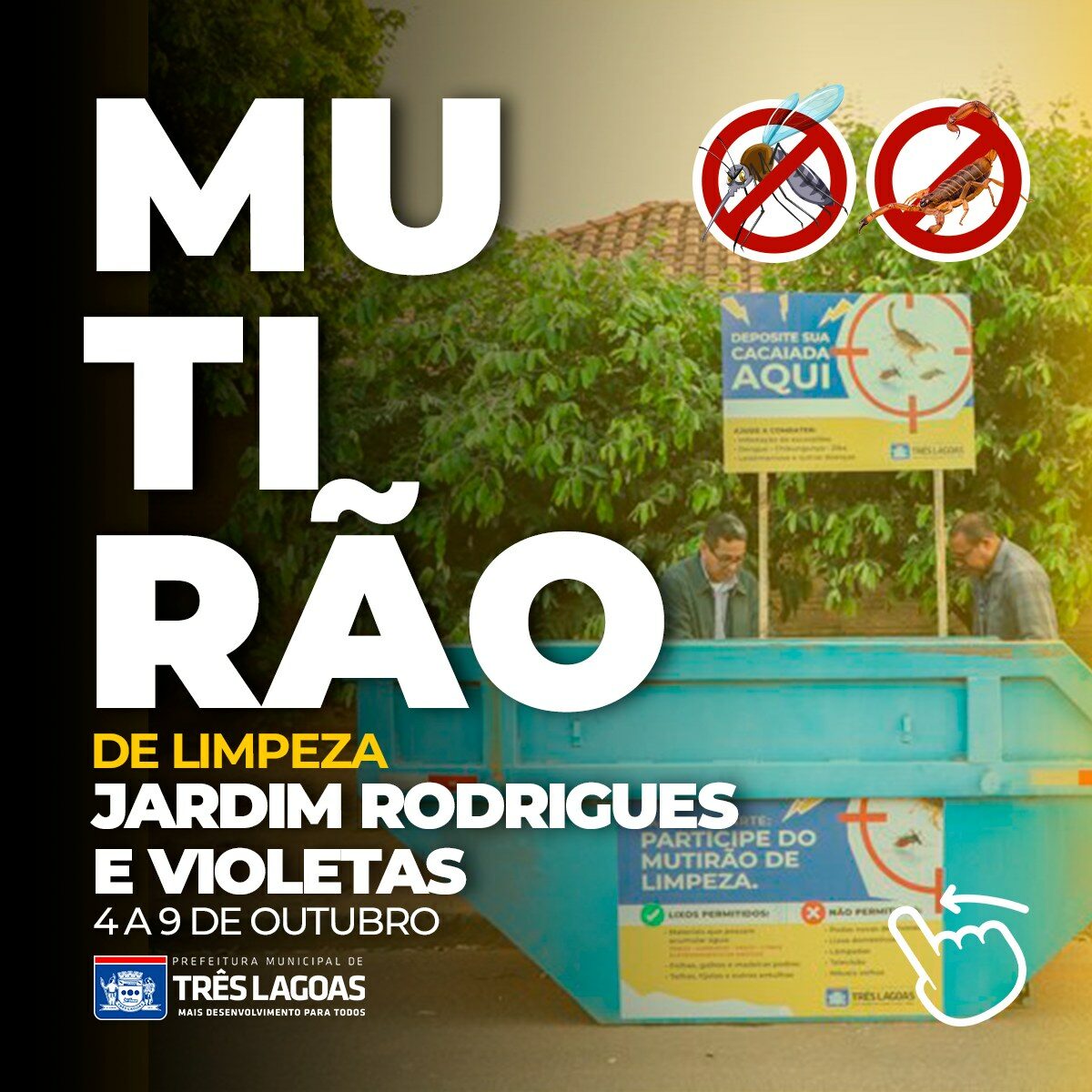 Começa nesta terça-feira (04), a 5ª etapa do Mutirão da Limpeza nos bairros Jardim Rodrigues e Violetas Começa nesta terça-feira (04), a 5ª etapa do Mutirão da Limpeza nos bairros Jardim Rodrigues e Violetas