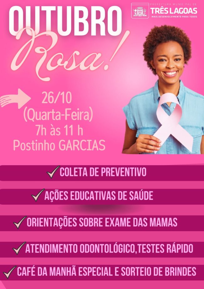 OUTUBRO ROSA – Postinho de Garcias realizará programação especial para as mulheres