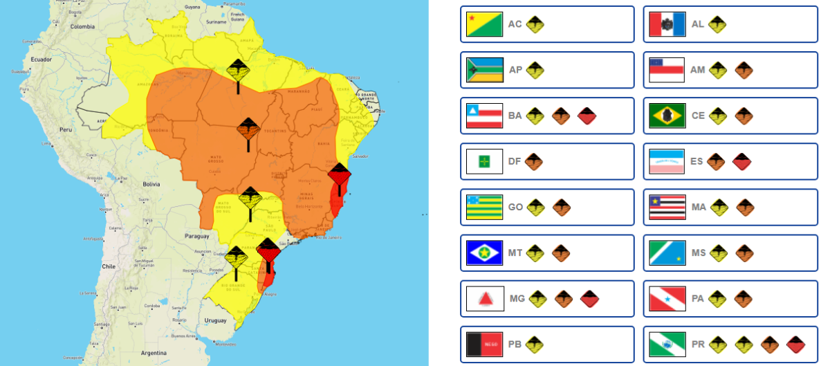 Inmet e Defesa Civil alertam para chance de temporais em Mato Grosso do Sul nesta quinta-feira