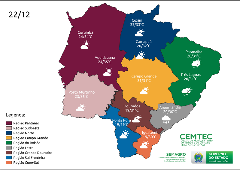 Quinta-feira de céu azul e calor de até 35°C em Mato Grosso do Sul Quinta-feira de céu azul e calor de até 35°C em Mato Grosso do Sul