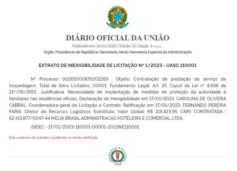 Os gastos do Planalto com o hotel de Lula Os gastos do Planalto com o hotel de Lula