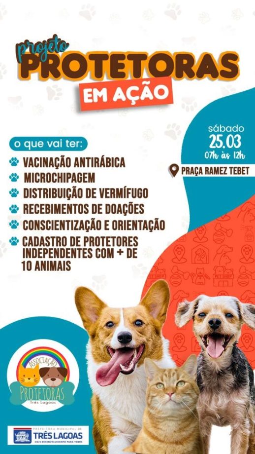 Projeto Protetoras em Ação acontece neste sábado (25) com diversos serviços gratuitos para os pets Projeto Protetoras em Ação acontece neste sábado (25) com diversos serviços gratuitos para os pets