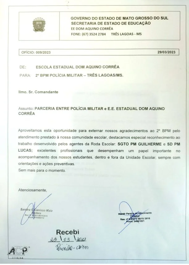 Policiais Militares do 2º BPM recebem agradecimento pelos serviços prestados em Três Lagoas Policiais Militares do 2º BPM recebem agradecimento pelos serviços prestados em Três Lagoas