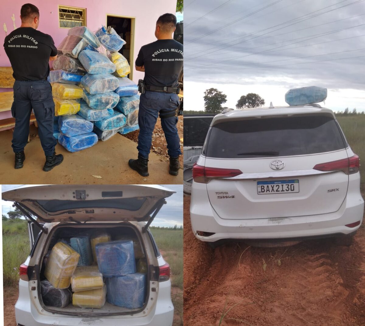 PM recupera camionete roubada e apreende 990,50 quilos de maconha em Ribas do Rio Pardo