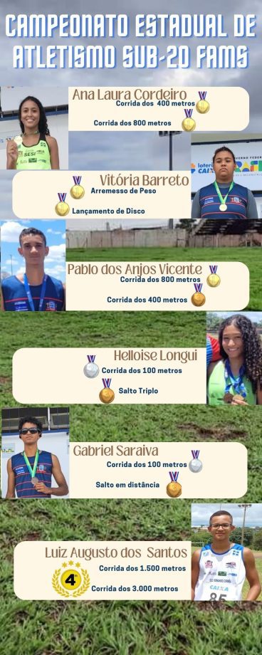 Atletas da SEJUVEL conquistam 10 medalhas no primeiro Estadual de Atletismo do ano Atletas da SEJUVEL conquistam 10 medalhas no primeiro Estadual de Atletismo do ano
