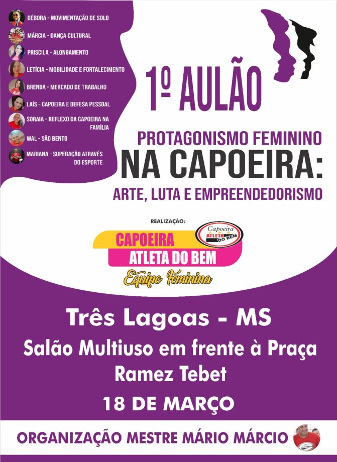 Com apoio da Diretoria de Cultura, Grupo Atleta do Bem realizará Aulão de Capoeira no próximo sábado (18) Com apoio da Diretoria de Cultura, Grupo Atleta do Bem realizará Aulão de Capoeira no próximo sábado (18)