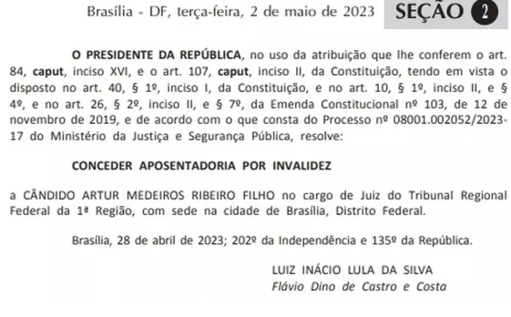 Lula aposenta por ‘invalidez’ juiz do TRF1 suspeito de vender sentenças