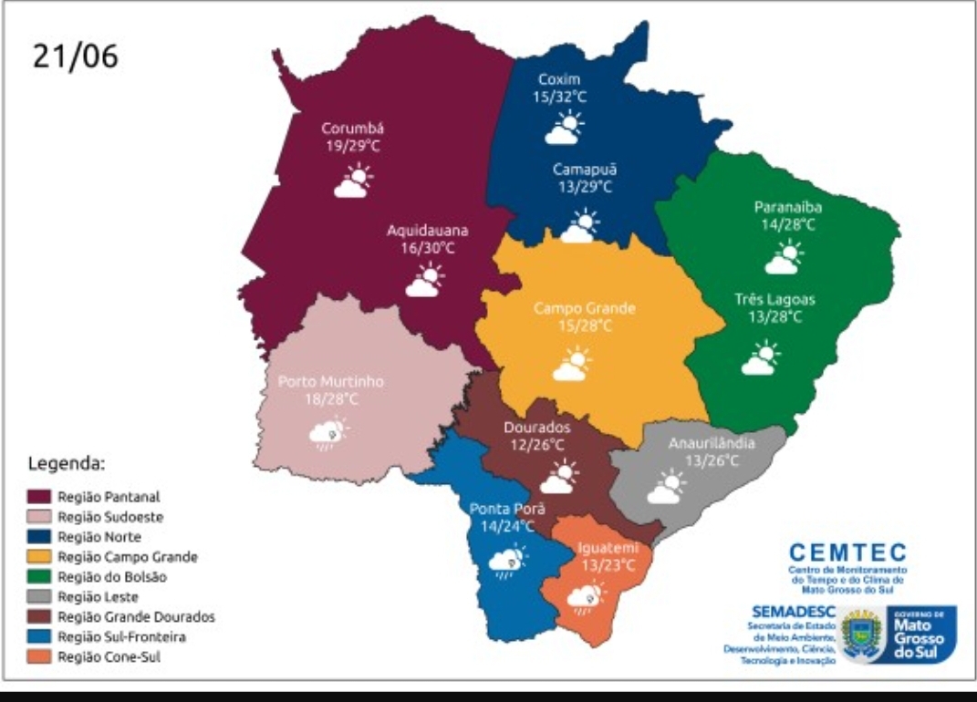 Frente fria retorna a partir da noite desta quarta-feira em Mato Grosso do Sul Frente fria retorna a partir da noite desta quarta-feira em Mato Grosso do Sul