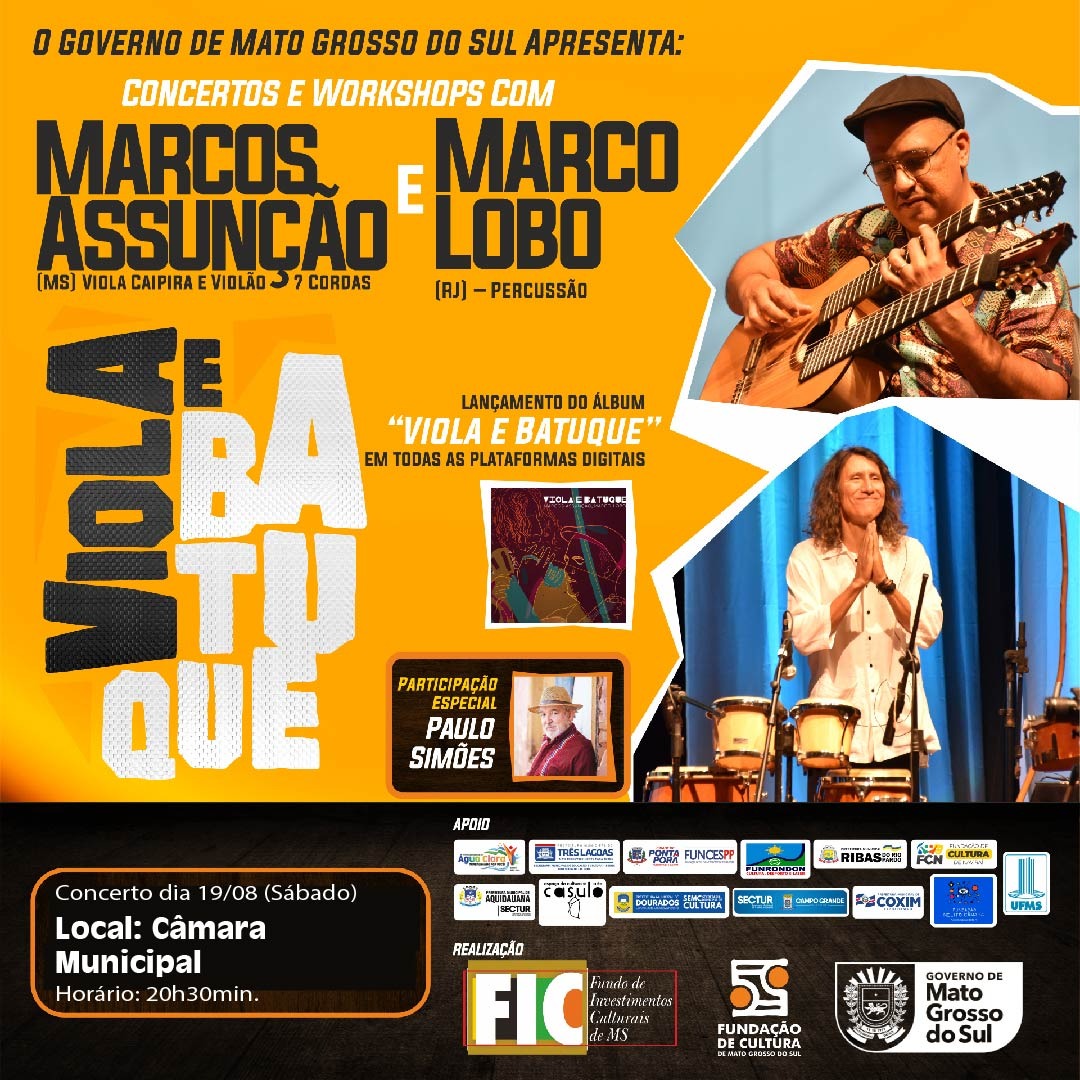Diretoria de Cultura traz para Ribas o Concerto “Viola e Batuque” neste sábado (19)