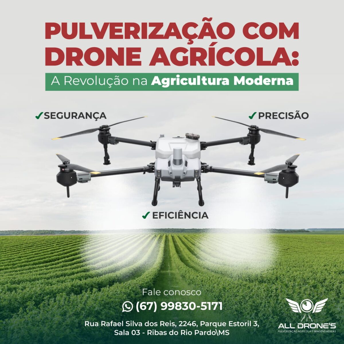 ALL DRONE'S: Em sete anos, empresa solidifica atuação atendendo vários municípios, agora com pulverização aérea