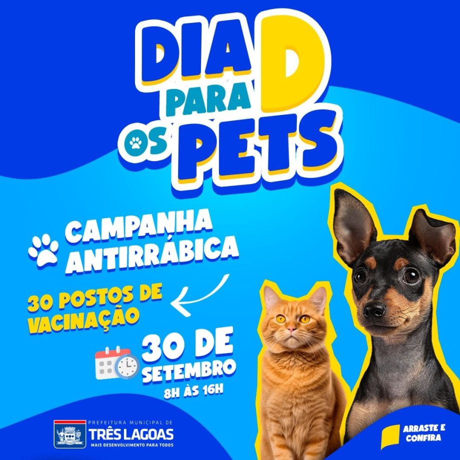 CCZ vai realizar vacinação e microchipagem gratuita durante evento neste sábado (30)