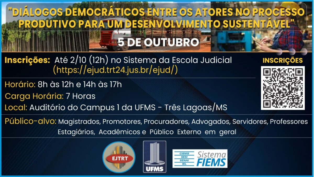 Escola Judicial do TRT/MS realizará evento em Três Lagoas em Outubro