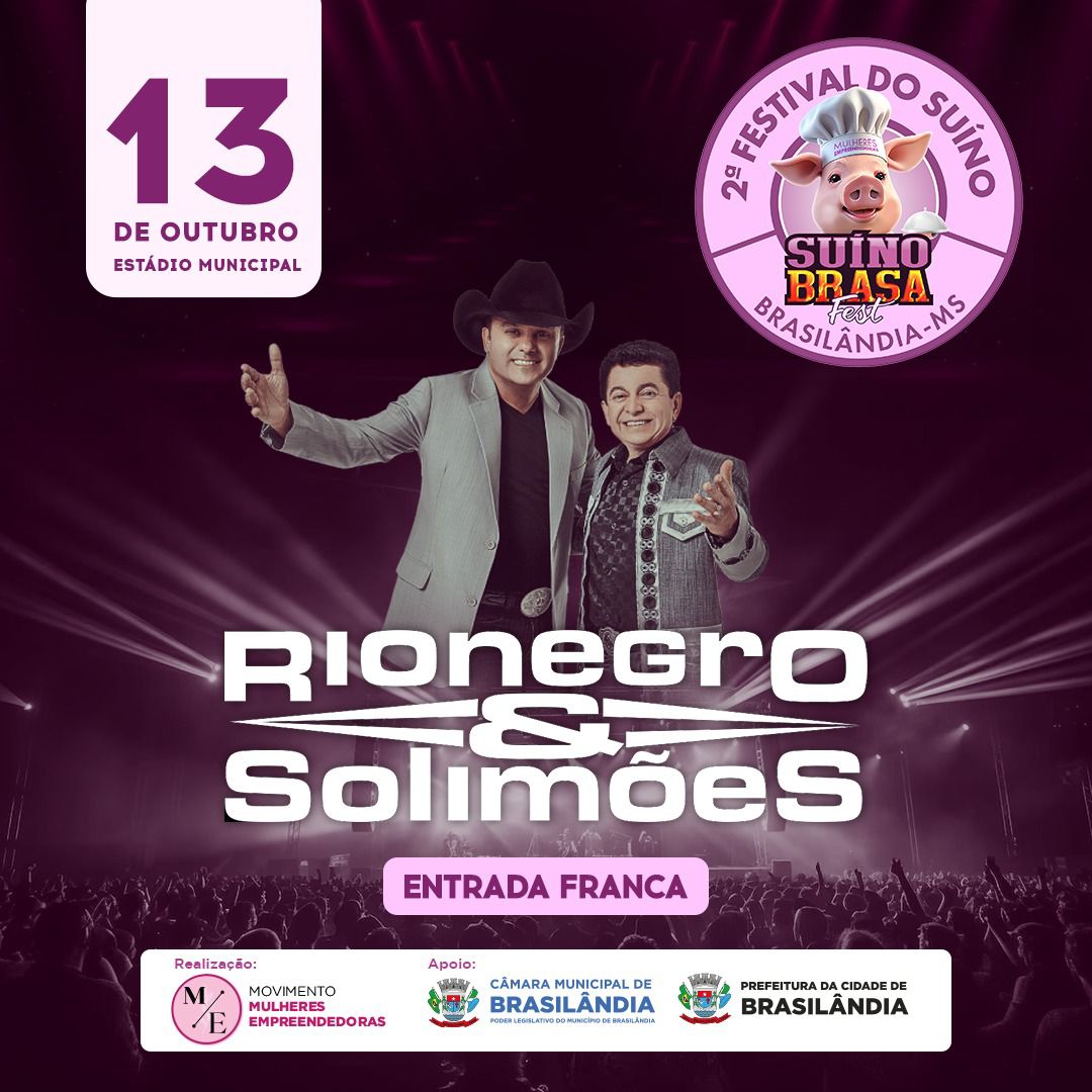 Rio Negro e Solimões e Humberto e Ronaldo estarão no 2º Suíno Brasa Fest em Brasilândia