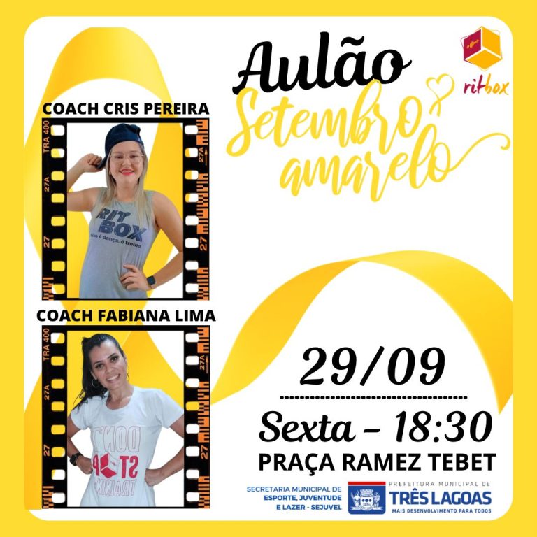 SETEMBRO AMARELO – Aulão de Ritbox será promovido nesta sexta-feira (29), em alusão ao mês de prevenção e combate ao suicídio