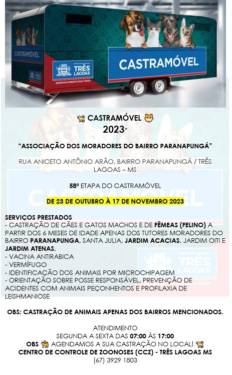 Castramóvel inicia 58ª etapa no Paranapungá na segunda-feira (23)