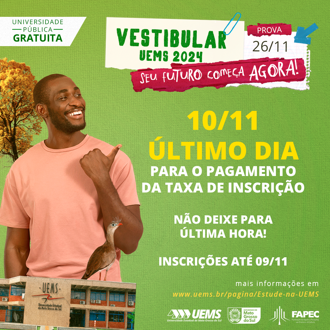 Últimos dias de inscrições abertas para o Vestibular UEMS 2024