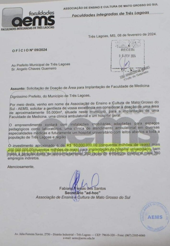 Três Lagoas pode ter faculdade com curso de Medicina e Hospital Universitário na cidade