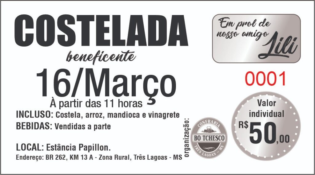 Grupo Bothesco de Três Lagoas realiza Costelada para ajudar o amigo Lili no tratamento contra o câncer