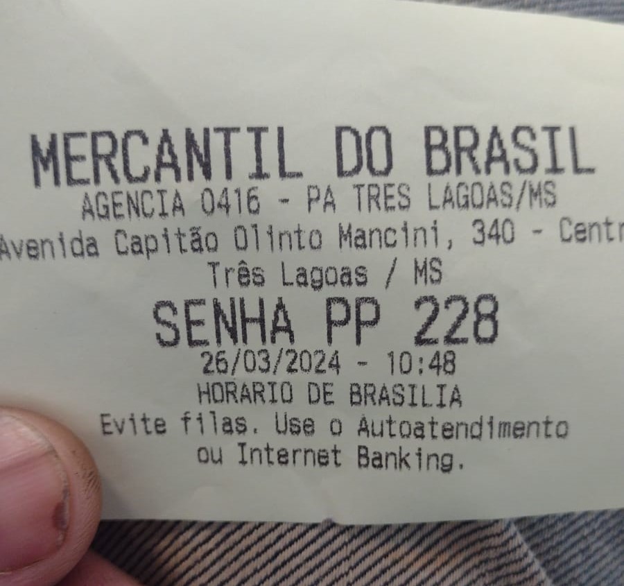 Cliente reclama de descaso e falta de humanização no Banco Mercantil em Três Lagoas