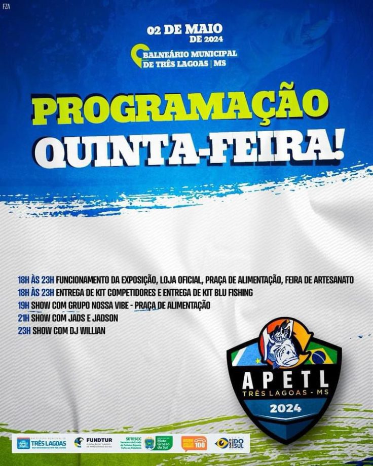 Confira a agenda completa do 13º Torneio de Pesca Esportiva de Três Lagoas